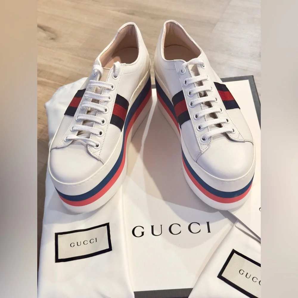 GUCCI Quentin Peggy Platform Sneakers 6.5/ 36.5